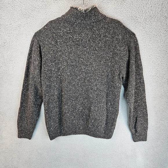 Buckle Black Mens Pull Over Faux Fur With Zip Textured Speckles Sweater Sz XL - Picture 11 of 14